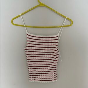 H&M White Tank Top with Red Stripes